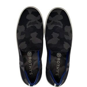 Rothy's Sneakers Womens 7.5 The City Slip On Camo Black Gray Washable Comfy